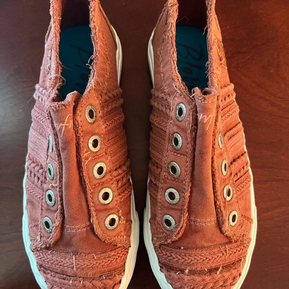 Rust Frayed Slip-On Sneakers - Picture 2 of 6